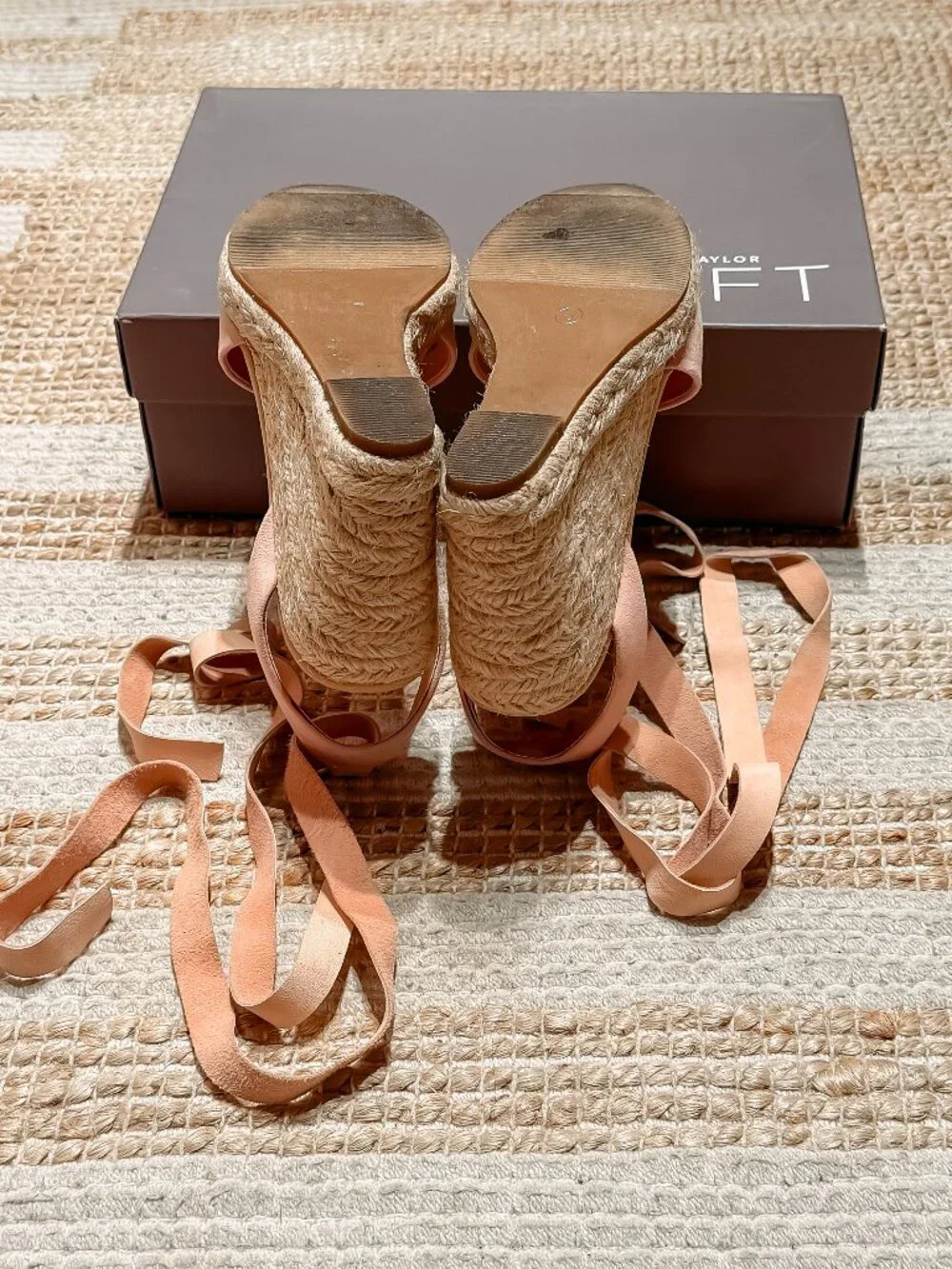 LOFT Espadrille Wedges with Ankle Straps in Rose